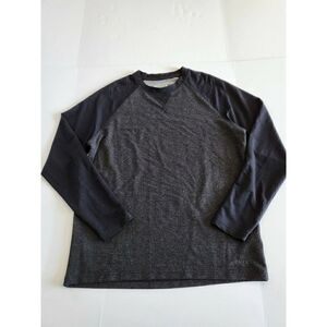 Orvis Men's Shirt Size Large Black Gray Long Sleeve Baseball T-Shirt Crew Neck